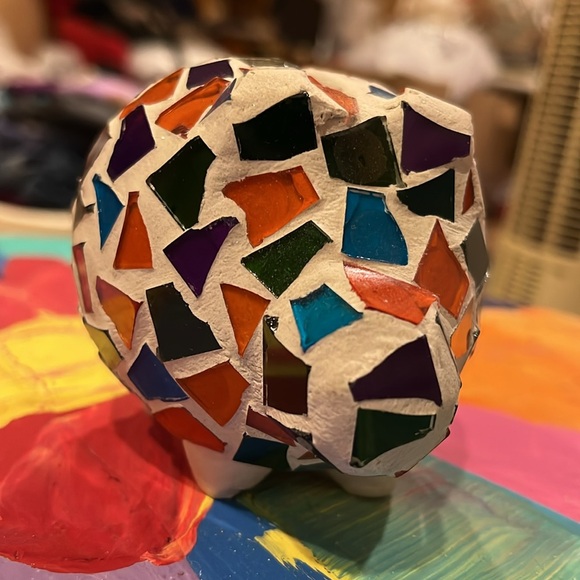 Mosaic Piggy Bank with Multicolor Tiles - Picture 3 of 7